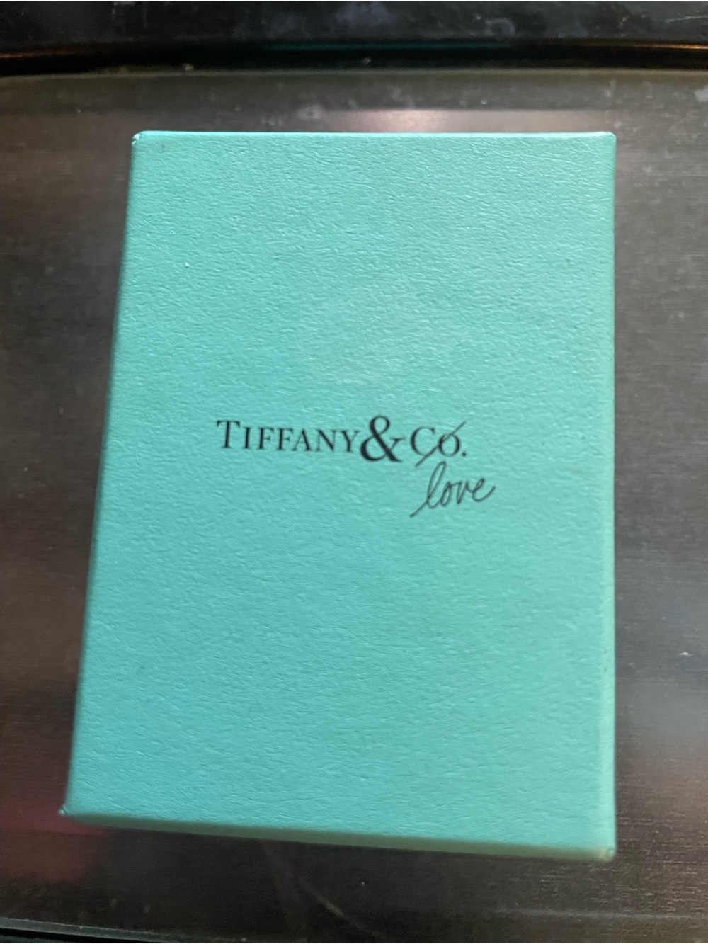 Tiffany & Co. box in Tiffany blue with black logo
